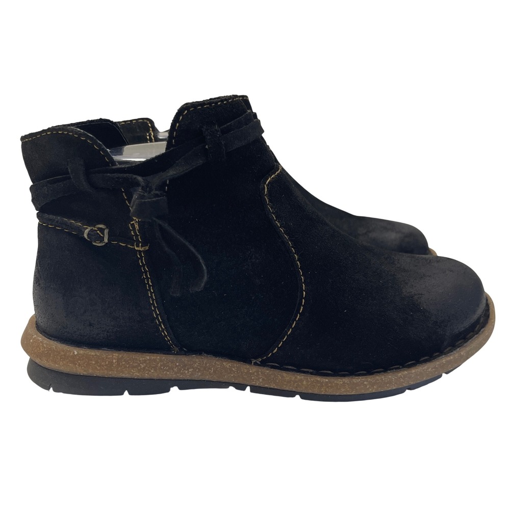 Born Tarkiln Boots Womens 8 Black Suede Distressed Leather Ankle Zip Booties